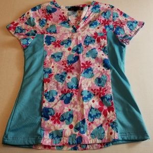 Scrub shirt flowers and hearts